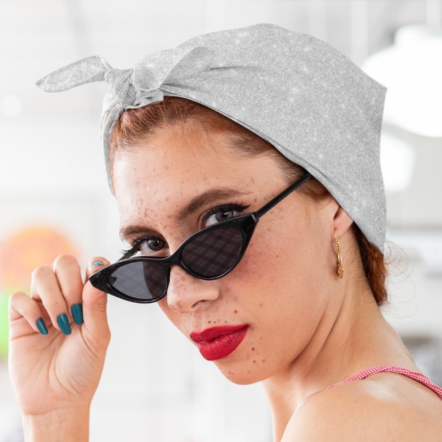 Silver Glitter Texture White Sparkling Shiny Bandana (Creator Uploaded)