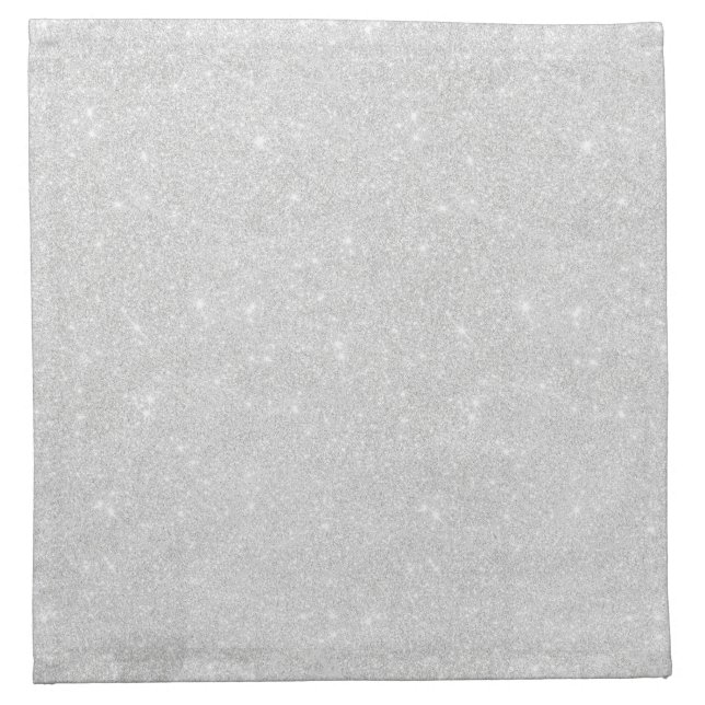 Silver Glitter Texture White Sparkling Shiny Cloth Napkin (Front)