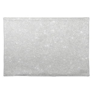 Silver Glitter Texture White Sparkling Shiny Cloth Placemat