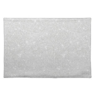 Silver Glitter Texture White Sparkling Shiny Cloth Placemat