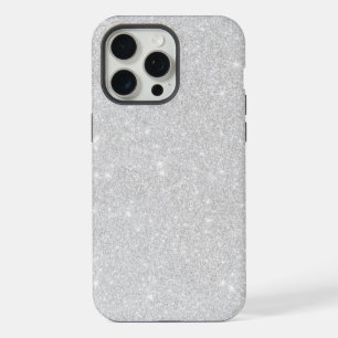 Silver Glitter Texture White Sparkling Shiny iPhone 15 Pro Max Case