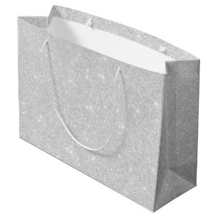 Silver Glitter Texture White Sparkling Shiny Large Gift Bag