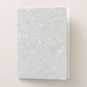 Silver Glitter Texture White Sparkling Shiny Pocket Folder