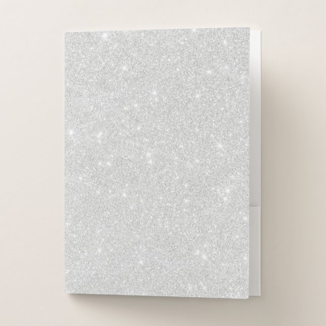 Silver Glitter Texture White Sparkling Shiny Pocket Folder (Front)