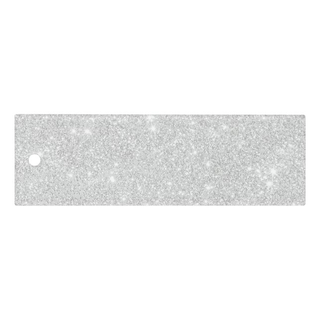 Silver Glitter Texture White Sparkling Shiny Ruler (Front)