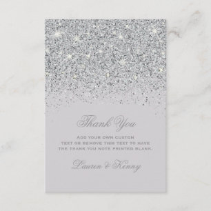 Silver Glitter Thank You Cards