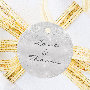 Silver glitter thank you favor tags