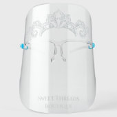 Silver Glitter Tiara Crown Headband Forehead Face Shield (Front)