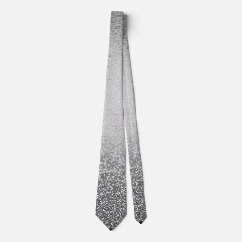 Silver Glitter Trendy Ombre Fading Metallic Neck Tie