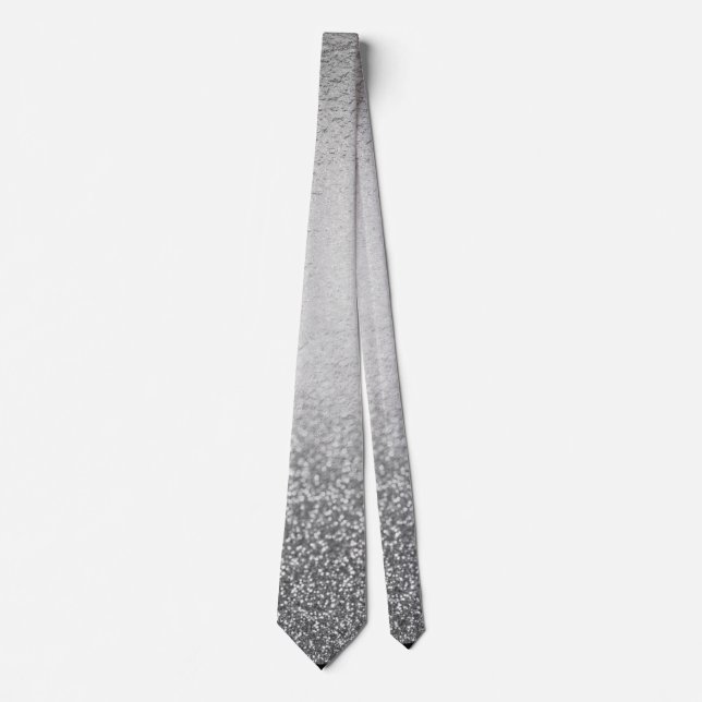Silver Glitter Trendy Ombre Fading Metallic Neck Tie (Front)