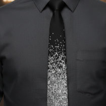 Silver Glitter Trendy Ombre Fading Neck Tie