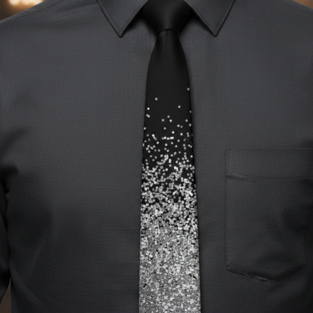 Silver Glitter Trendy Ombre Fading Neck Tie (Creator Uploaded)