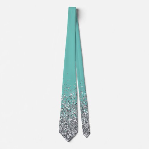 Silver Glitter Trendy Ombre Fading Neck Tie