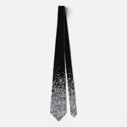 Silver Glitter Trendy Ombre Fading Neck Tie