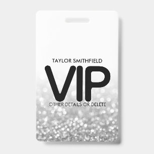 Silver Glitter trendy VIP lanyard badge custom