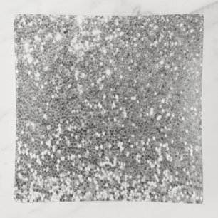 Silver Glitter Trinket Tray