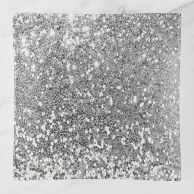 Silver Glitter Trinket Tray (Front)