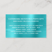 Silver Glitter Turquoise Blue Foil Online Store Business Card (Back)