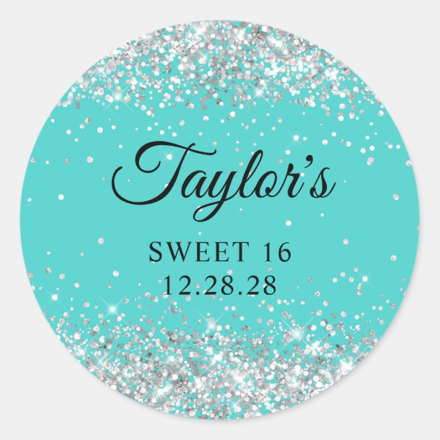 Silver Glitter Turquoise Sweet 16 Classic Round Sticker Zazzle   Silver Glitter Turquoise Sweet 16 Classic Round Sticker Rb6ffa4a4c5bd4efcb6180c0b21323b10 0ugmp 8byvr 630 