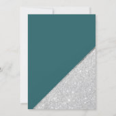 Silver glitter typography teal green wedding invitation (Back)
