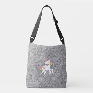Silver Glitter Unicorn Crossbody Bag