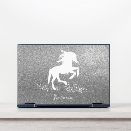 Silver Glitter Unicorn HP Laptop Skin