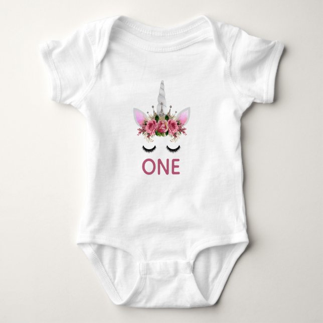 Silver Glitter Unicorn Princess Baby Bodysuit (Front)