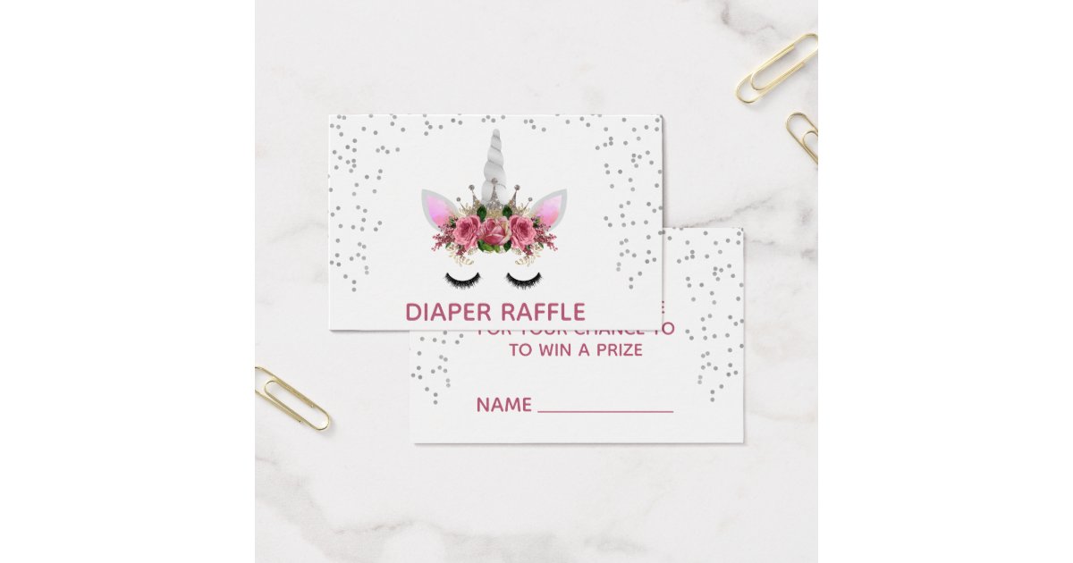 Silver Glitter Unicorn Princess Diaper Raffle Zazzle Com
