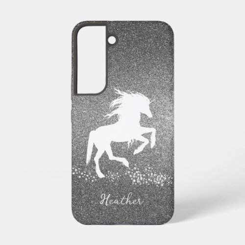 Silver Glitter Unicorn Samsung Galaxy Case