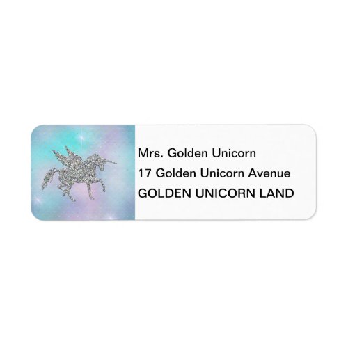 Silver Glitter Unicorns on Pastel Label