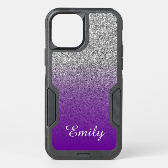 Silver Glitter Violet Purple Ombre Personalized Otterbox Iphone Case 9682