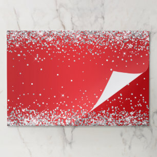 Silver Glitter Vivid Red Ombre Paper Pad