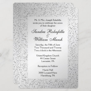 Silver Glitter Wedding Invitation