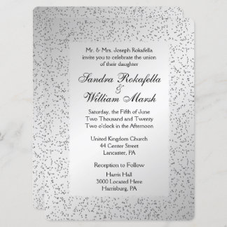 Silver Glitter Wedding Invitation