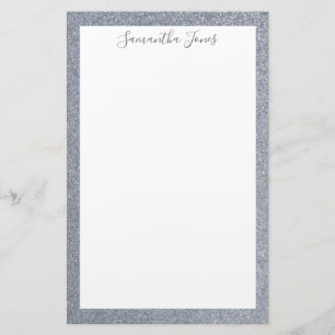 Silver Glitter Wedding Party   Personalized Stationery