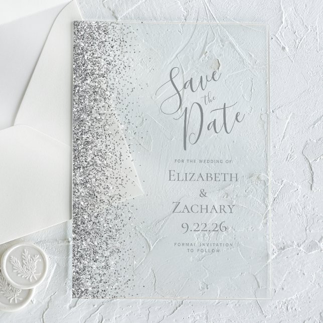 Silver Glitter Wedding Save the Date (Creator Uploaded)