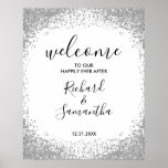 Silver Glitter Wedding Welcome Sign at Zazzle