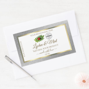 Silver Glitter White Product Labels Ladybug Logo