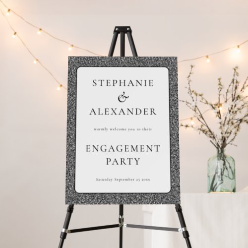 Silver Glitter White Welcome Engagement Party Foam Board