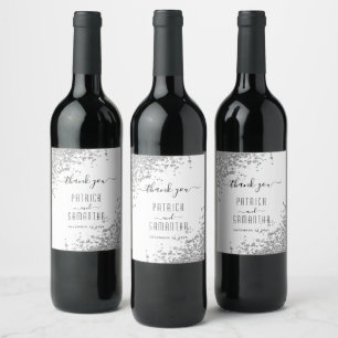 Silver Glitter Wine & Sparkling Wine Labels
