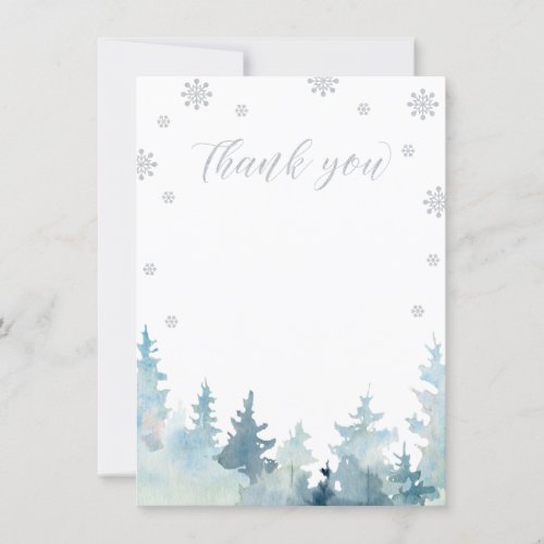 Silver Glitter Winter Wonderland Thank You Card
