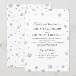 Silver Glitter Winter Wonderland Wedding Invitation