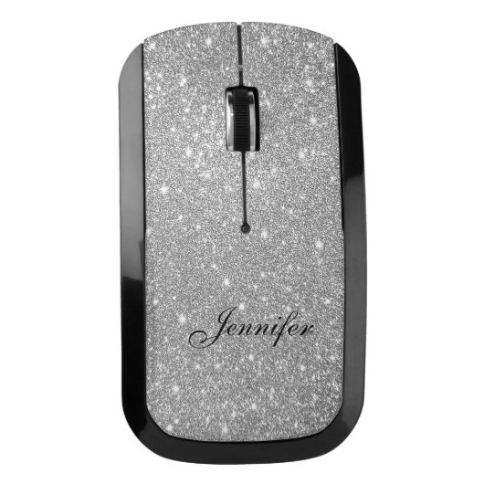 Silver Glitter Wireless Computer Mouse (Front)