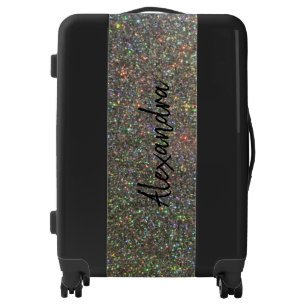 Silver Glitter & Your Name - Black Luggage