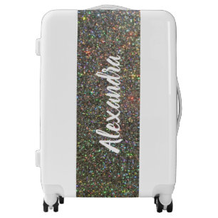 Silver Glitter & Your Name Luggage