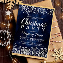 Silver glitternavy blue corporate Christmas party Invitation