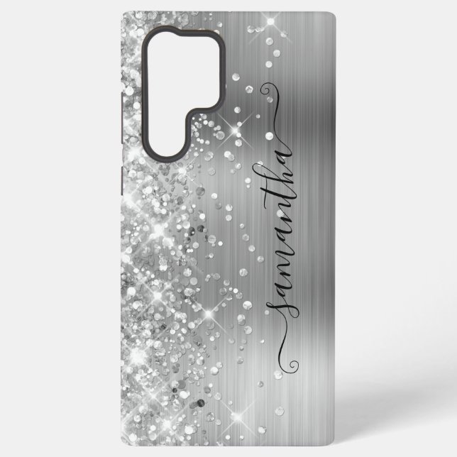 Silver Glittery Foil Girly Signature Samsung Galaxy Case (Back)