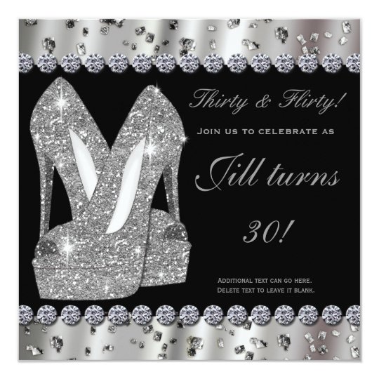 Silver Glittery High Heels Shoes Party Invitation Zazzle Com