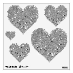 Silver Glittery Look Heart: Wall Decals
