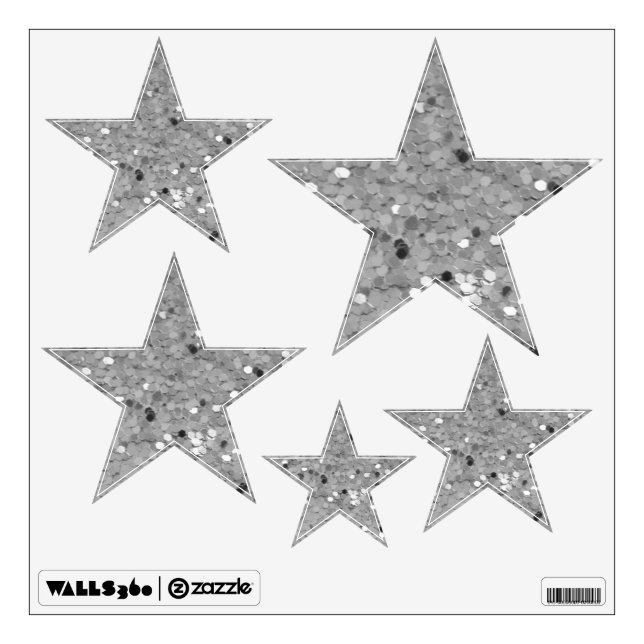 Silver Glittery Look Stars: Wall Decals (Front)